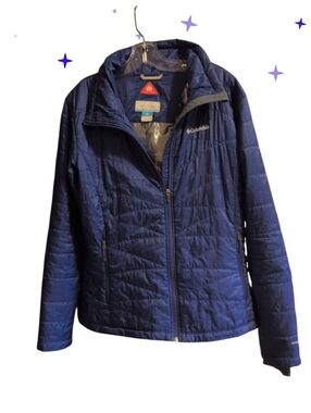 Columbia Women’s XL Blue Quilted Insulated Jacket Full Zip Lightweight Omni Heat